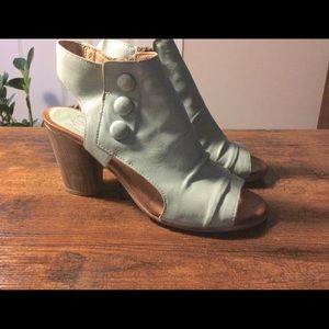 Miz Mooz Leather Peep-Toe Block Heeled Sandals